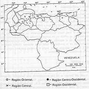 Fig. 1. Ubicación de los centrales azucareros en las regiones productoras de Venezuela