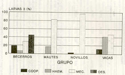 FIGURA 1. Conformacin de la carga parasitaria mediante coprocultivos, en bovinos de Finca 3. Estado Bolvar (noviembre, 1990).