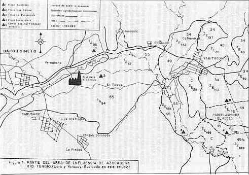 Fig. 1. �PARTE DEL �REA DE INFLUENCIA DE AZUCARERA R�O TURBIO. (Lara y Yaracuy-Evaluada en este estudio).